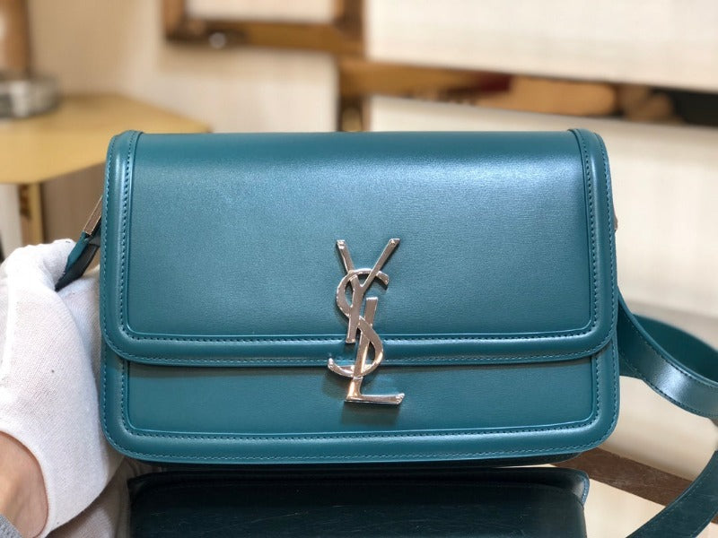 Solferino Medium Leather Bag Turquoise