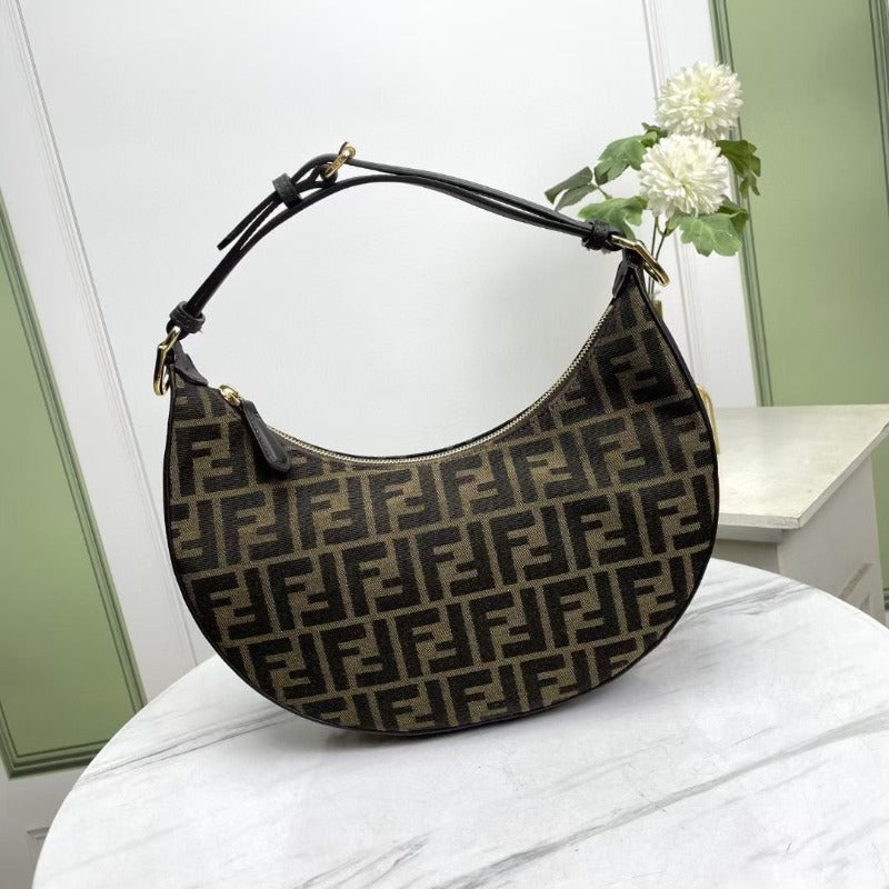 Fendigraphy Hobo FF jacquard Bag Brown