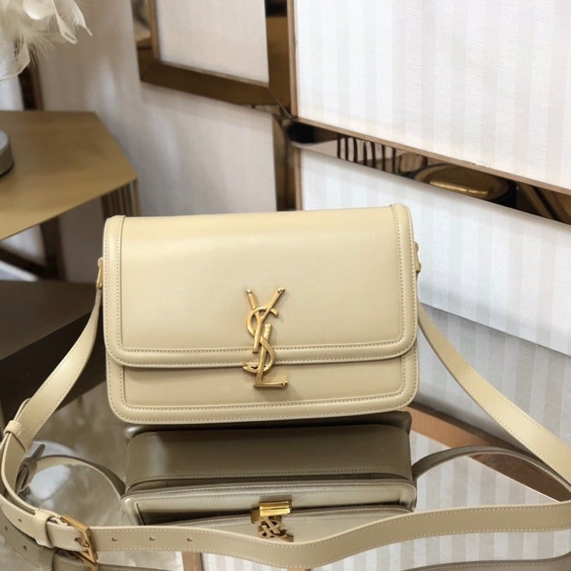 Solferino Medium Leather Bag Beige