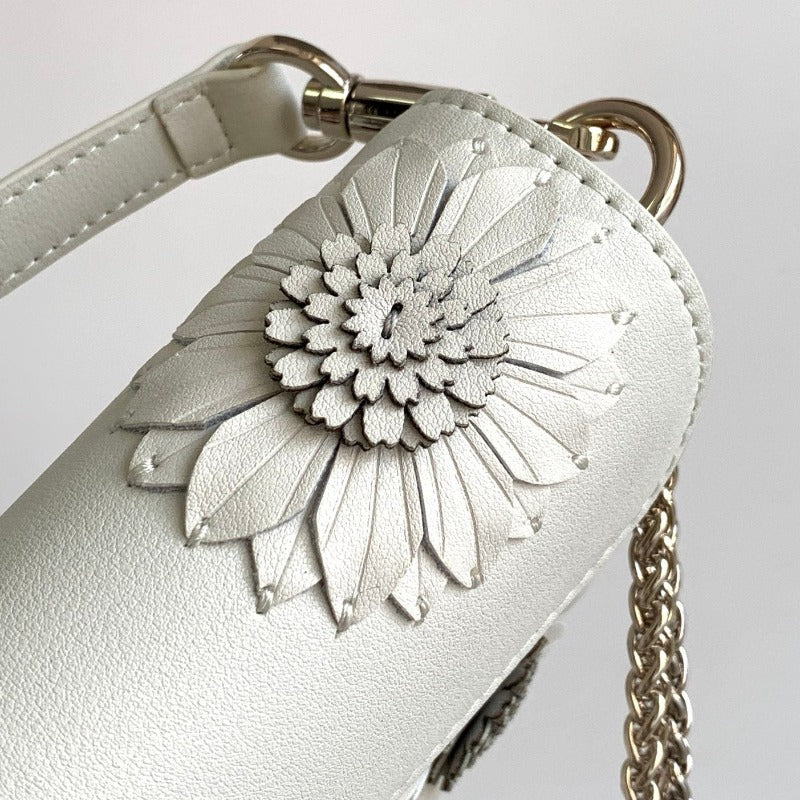 Loco Flower Applique Shoulder Bag Ivory