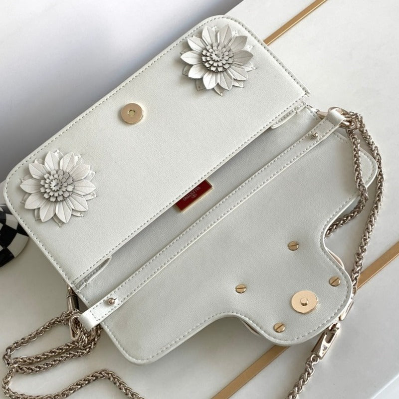 Loco Flower Applique Shoulder Bag Ivory