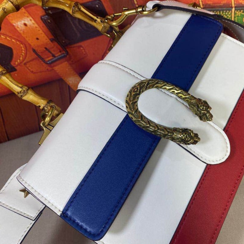 Women's White Blue And Red Dionysus Mini Top Handle Bag