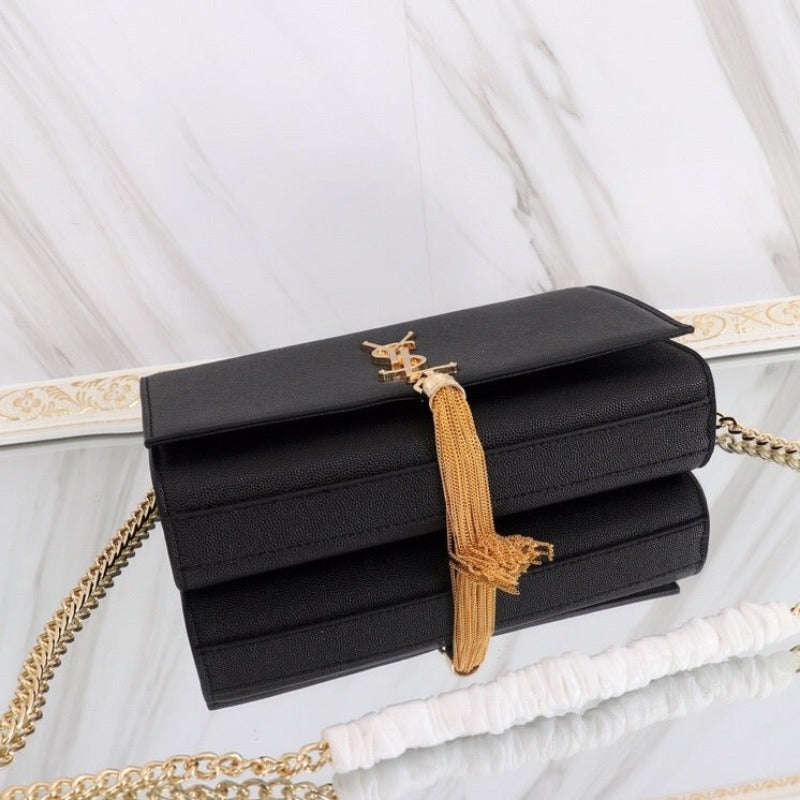 Medium Kate Tassel Bag With Chain Black