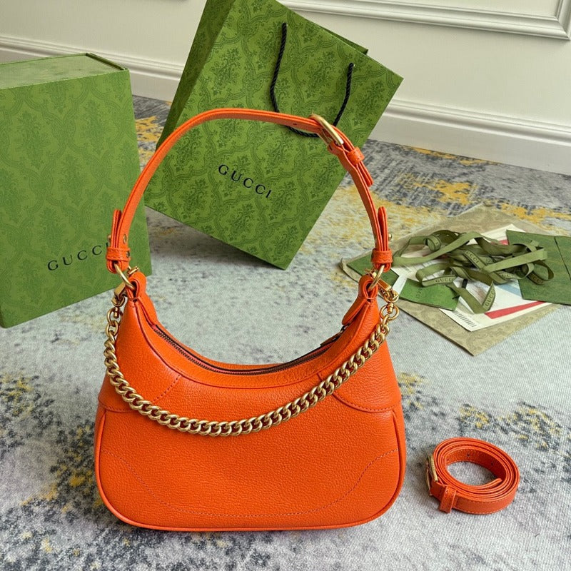 Aphrodite Hobo Bag With Chain Orange