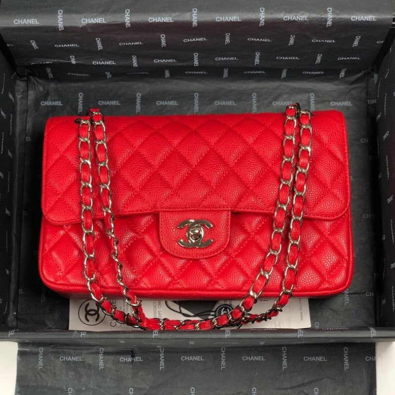 Caviar Jumbo Shoulder Bag Red 25