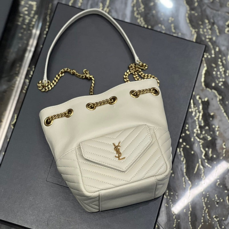 Joe Mini Leather Bucket Bag White