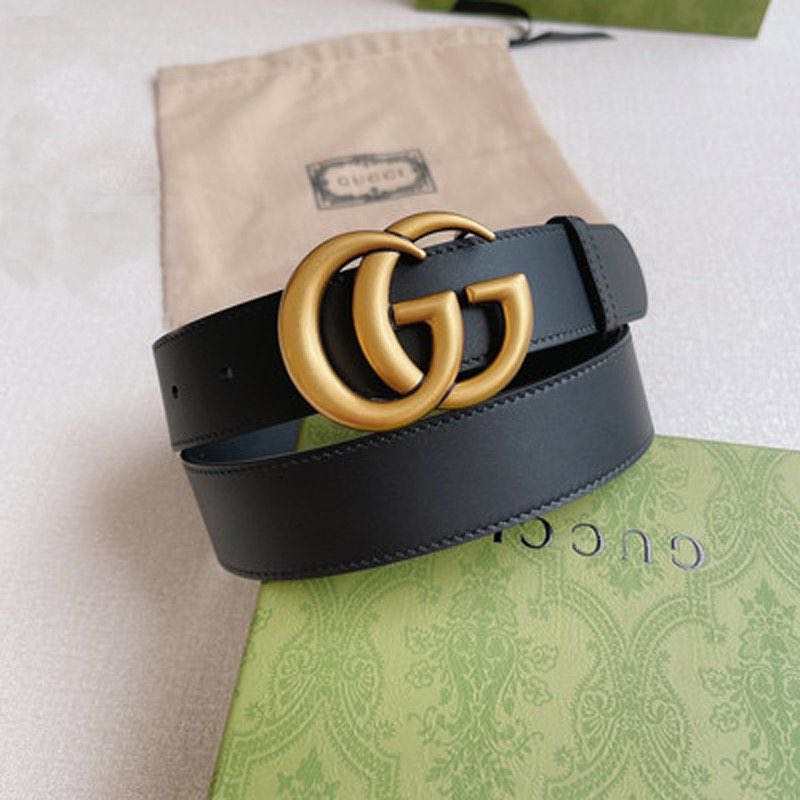 Marmont leather belt with shiny buckle Black