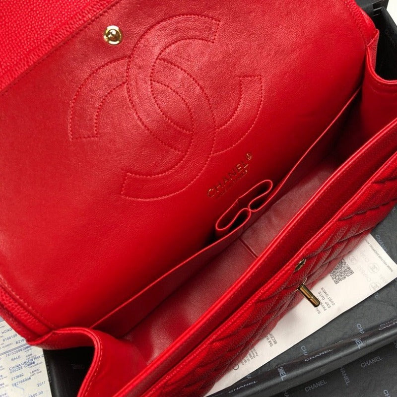 Caviar Jumbo Shoulder Bag Red 30