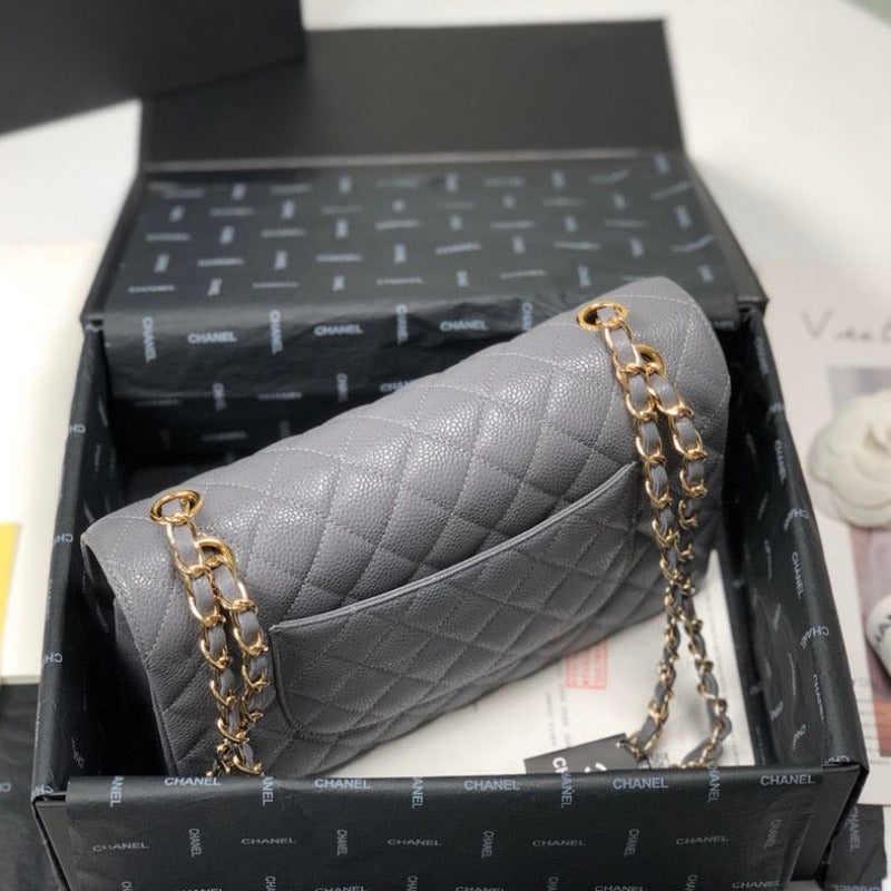 Caviar Classic Double Flap Bag Grey 25