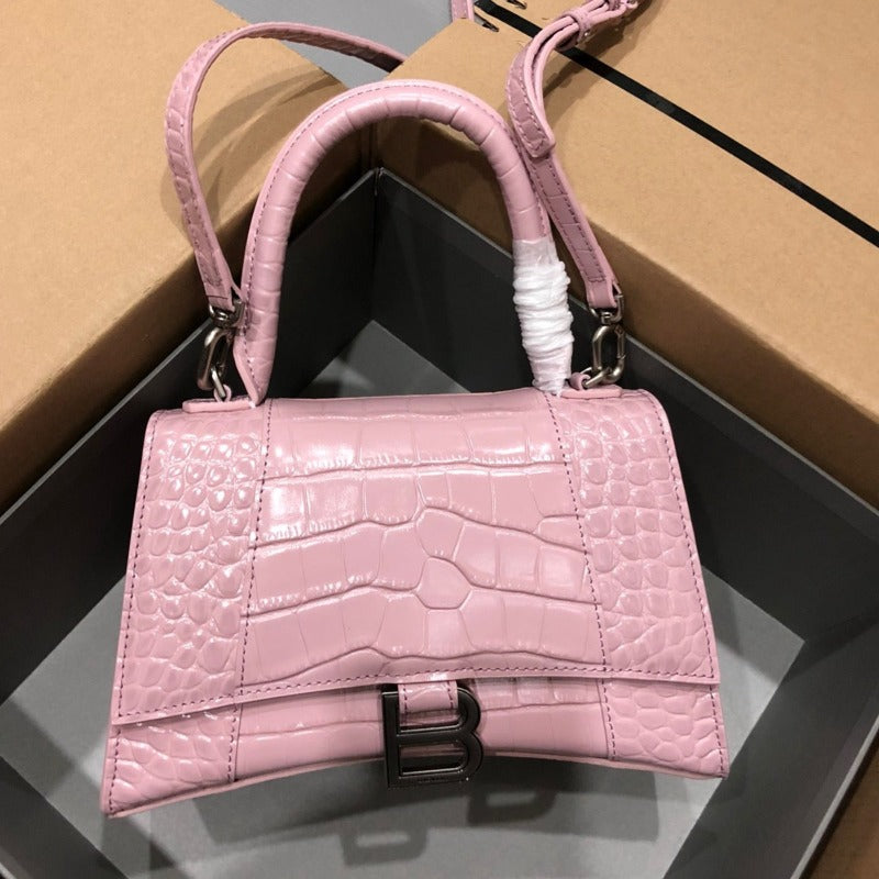 Handbag Crocodile Embossed Light Pink