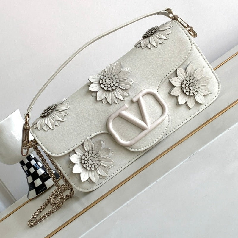 Loco Flower Applique Shoulder Bag Ivory