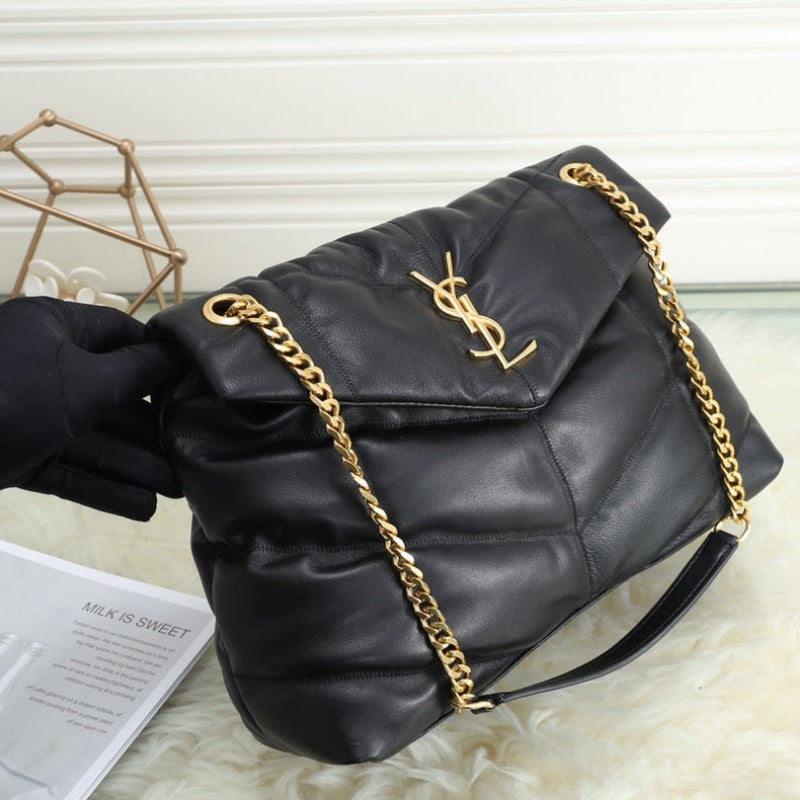 Large Loulou Puffer Shoulder Bag Black