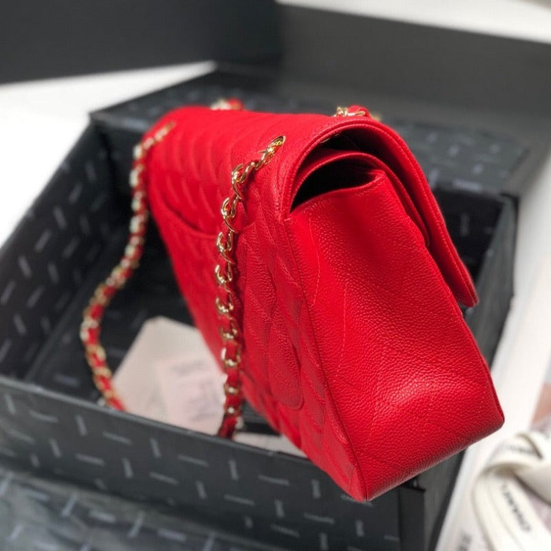 Caviar Jumbo Shoulder Bag Red 30