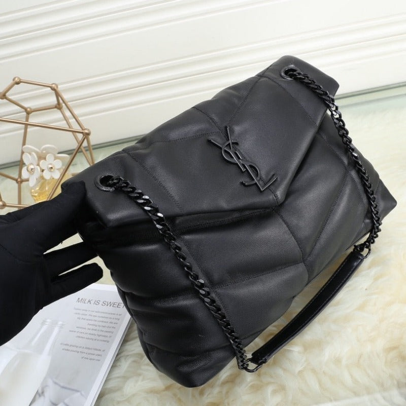 Large Loulou Puffer Shoulder Bag Black