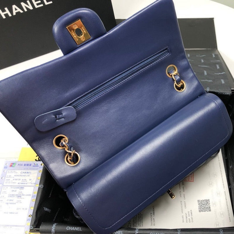 Lambskin Jumbo Shoulder Bag Blue 25