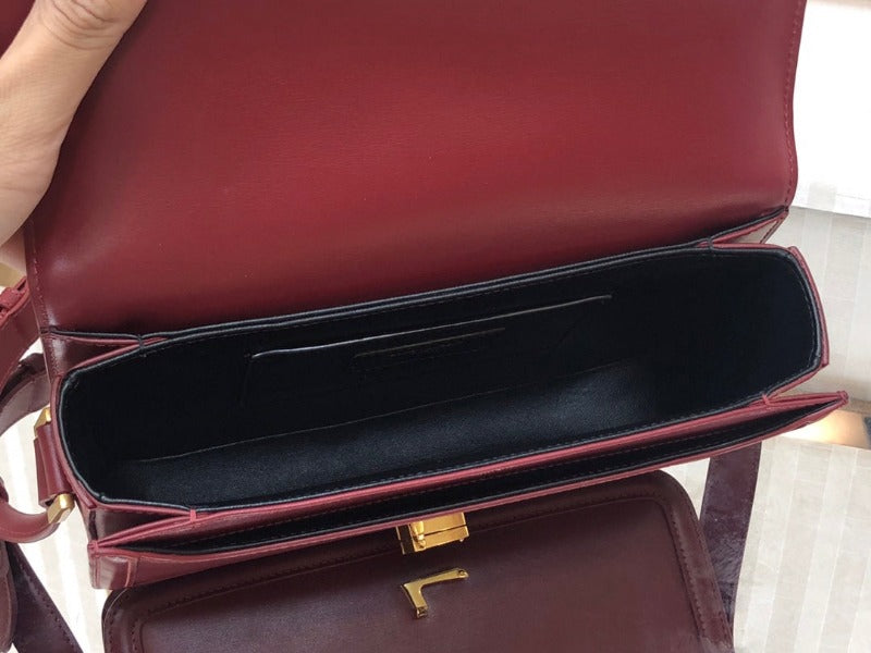 Solferino Medium Leather Bag Burgundy