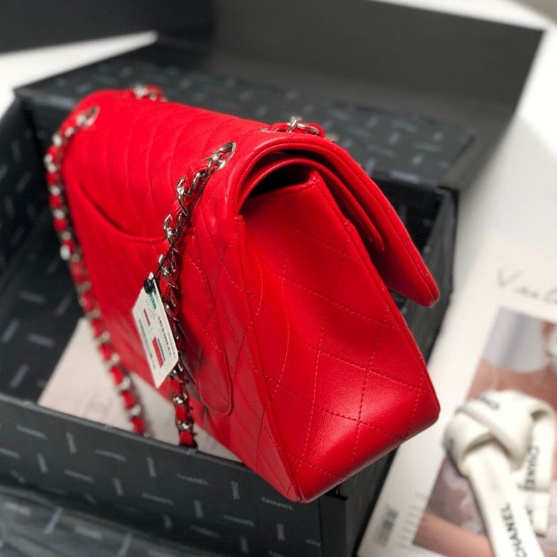 Lambskin Jumbo Shoulder Bag Red 30