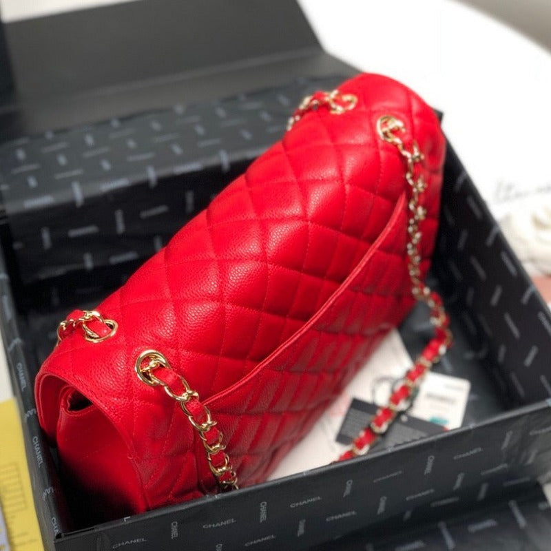 Caviar Jumbo Shoulder Bag Red 30