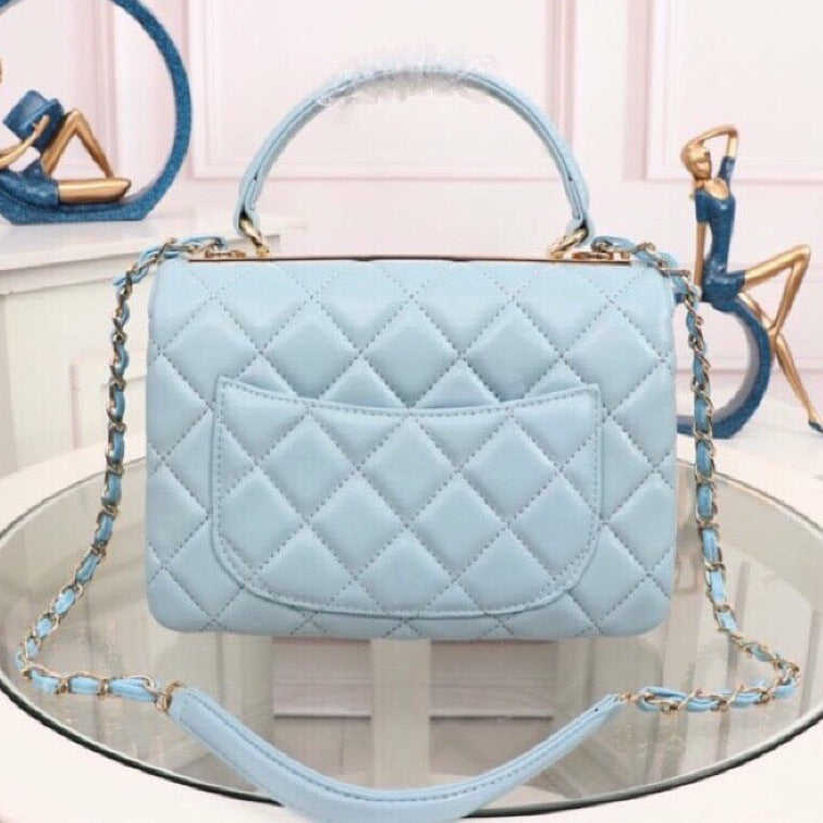 Flap Bag With Top Handle Light Blue