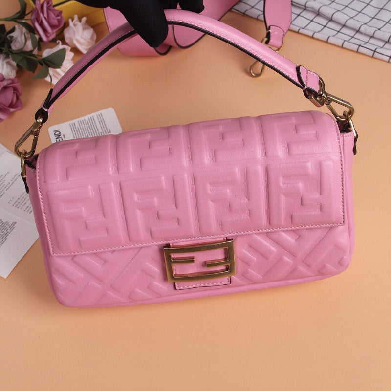 Baguette Nappa Shoulder Bag Pink