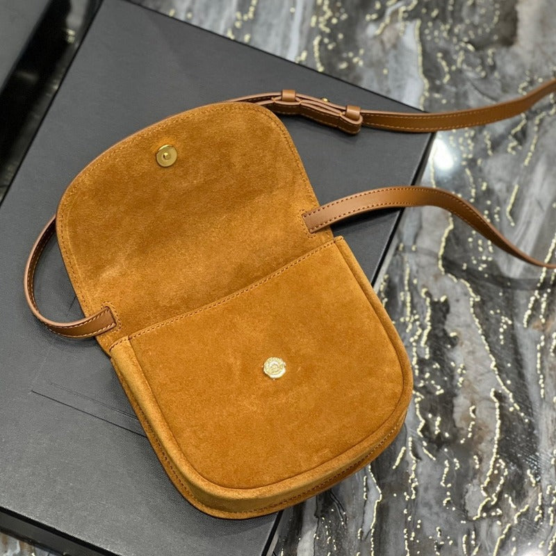 Kaia Small Suede Saddle Bag Camel