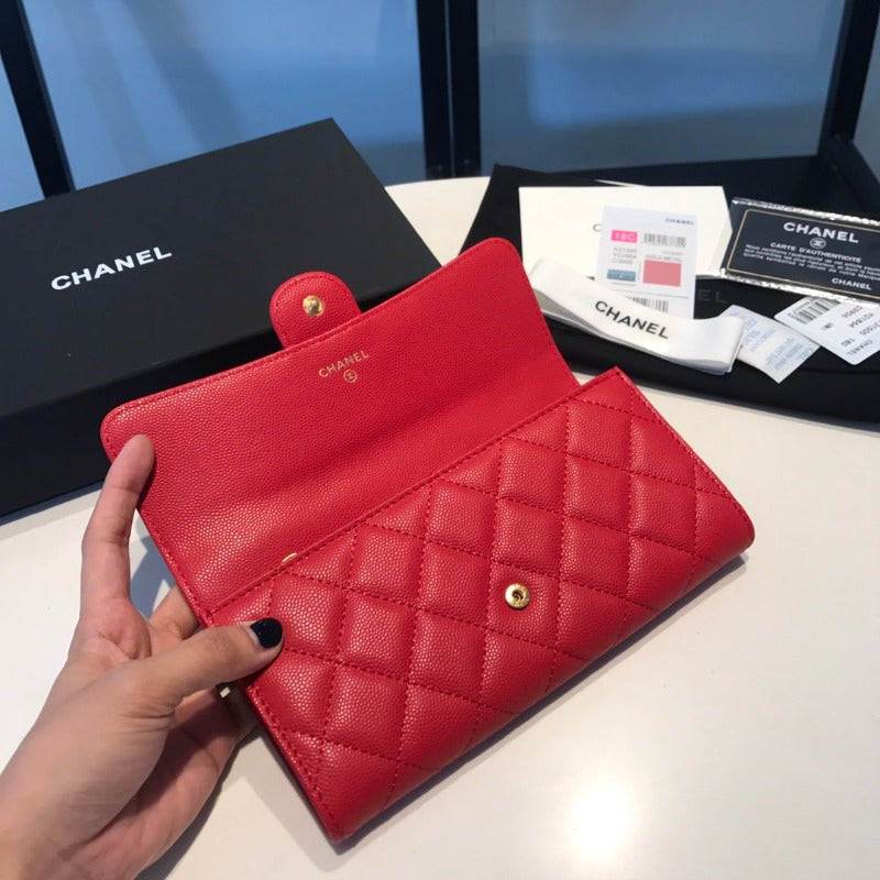 Caviar Large Wallet Red