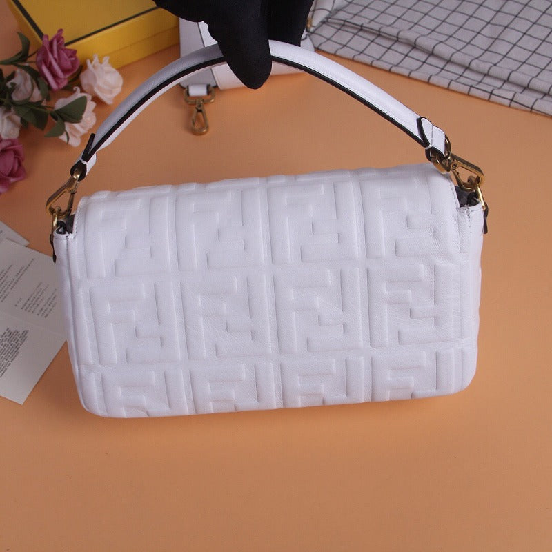 Baguette Nappa Shoulder Bag White