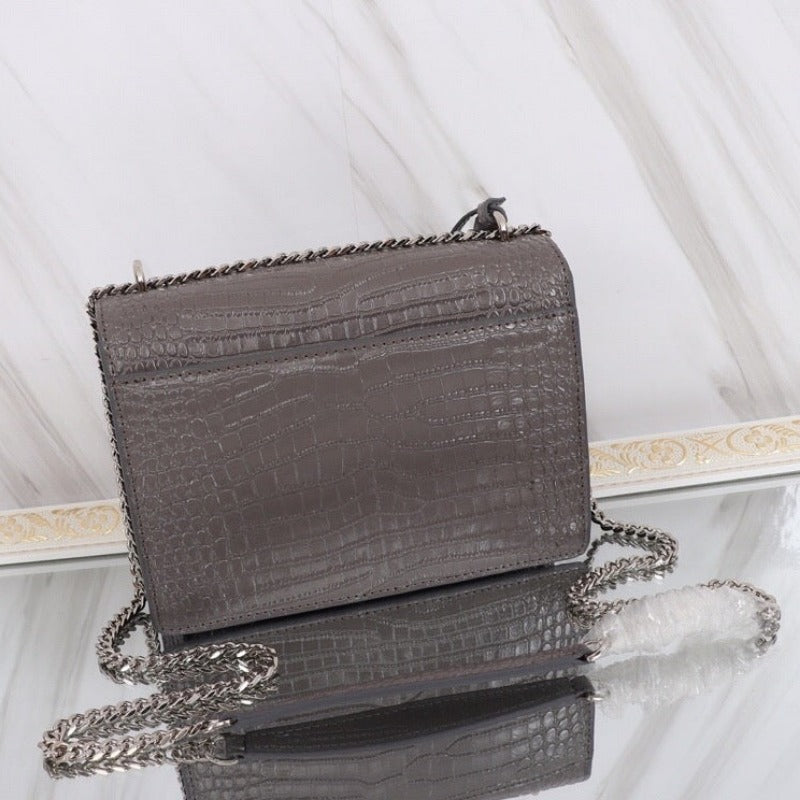 Sunset Shoulder Bag Grey Croc