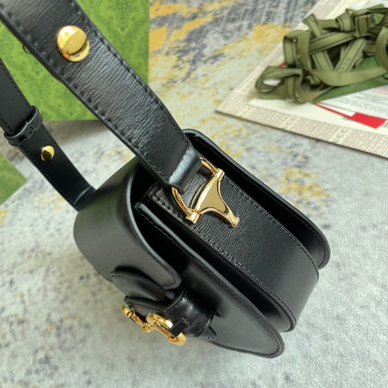 Runde Mini-Tasche Horsebit 1955 Schwarz