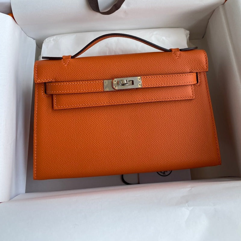 Kelly Pochette Handbag Orange