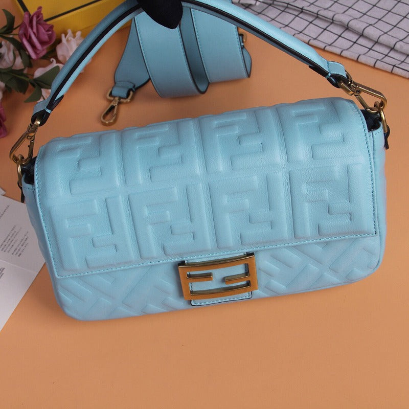 Baguette Nappa Shoulder Bag Sky Blue