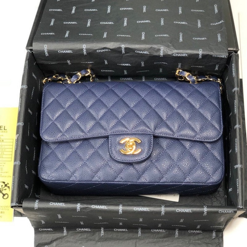 Caviar Jumbo Shoulder Bag Blue 25