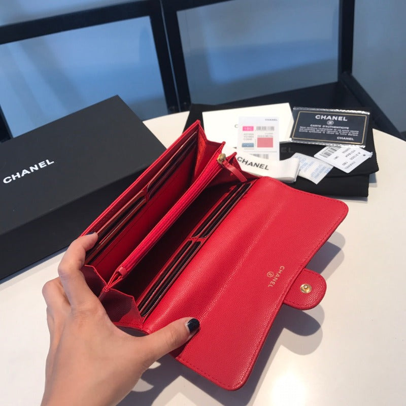 Caviar Large Wallet Red