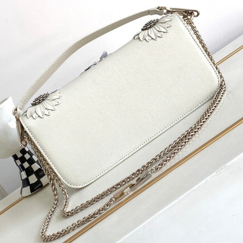 Loco Flower Applique Shoulder Bag Ivory