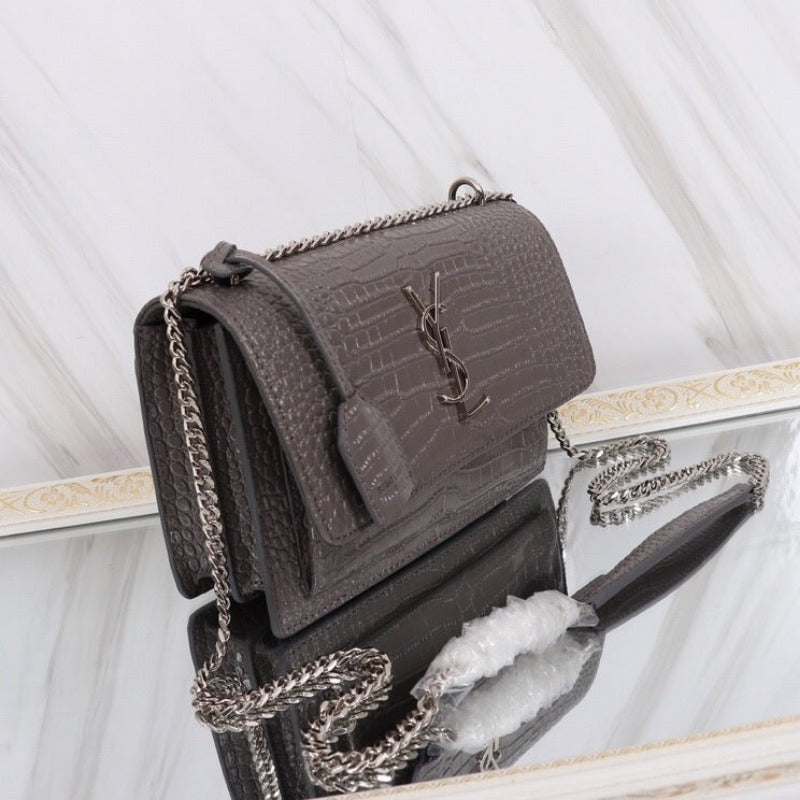 Sunset Shoulder Bag Grey Croc