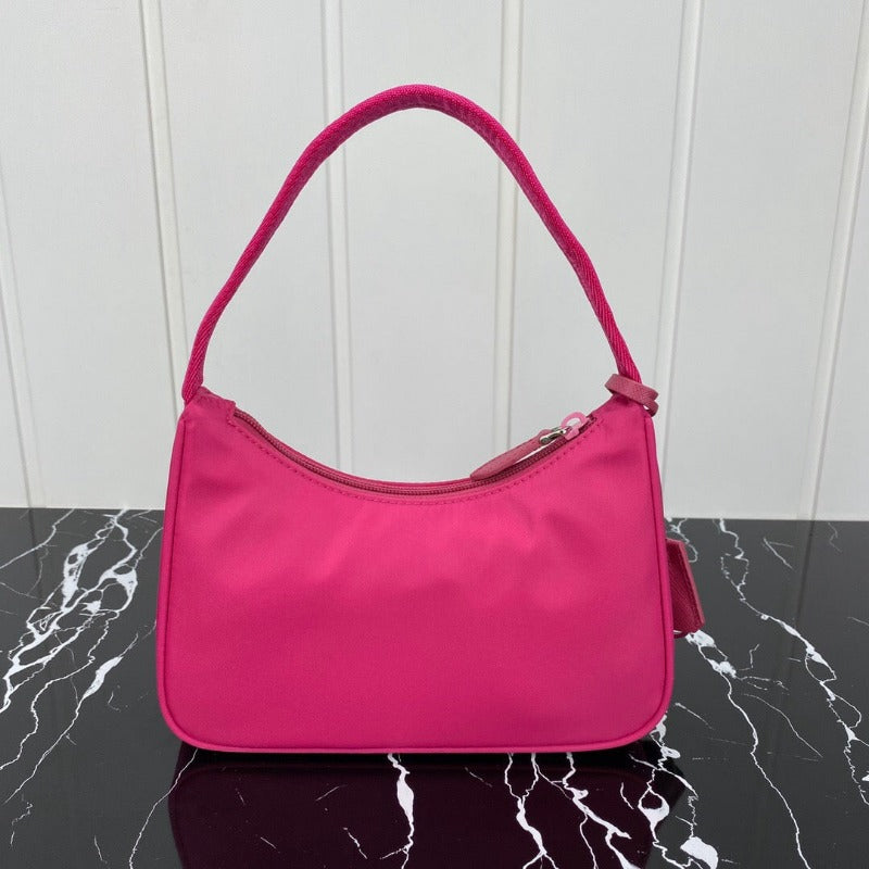 Vintage Nylon Hobo Bag Bright Pink