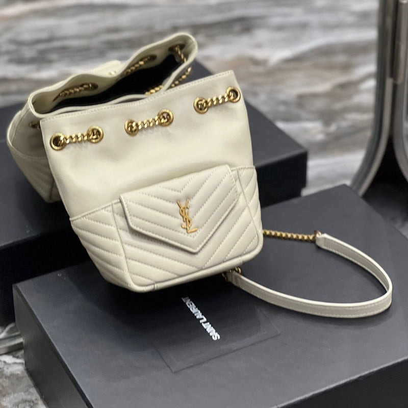 Joe Mini Leather Bucket Bag White