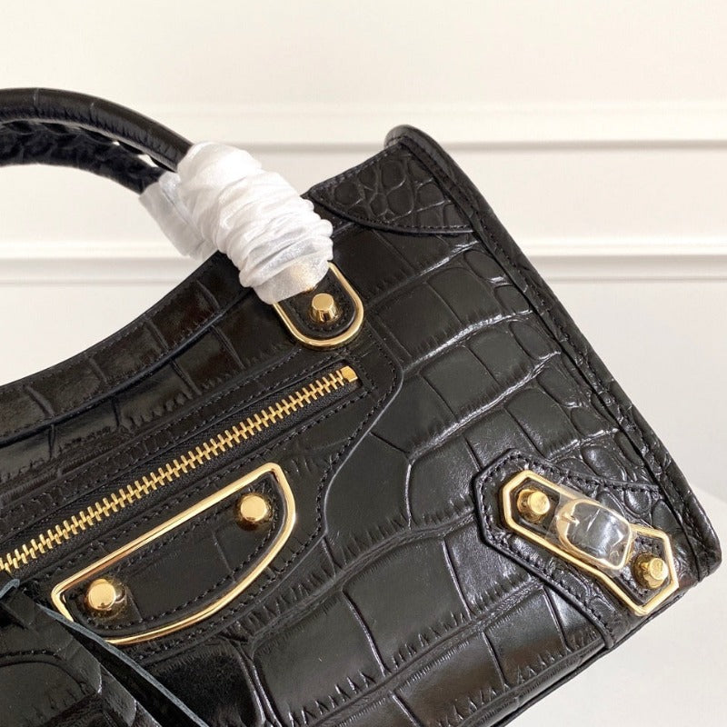 Mini City Crocodile Handbag Black