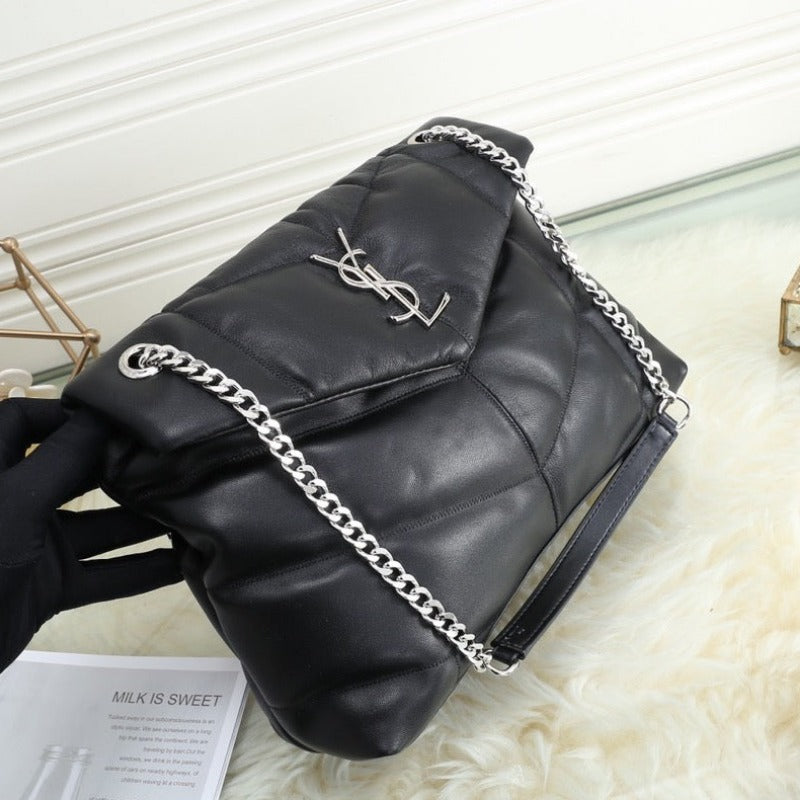 Large Loulou Puffer Shoulder Bag Black