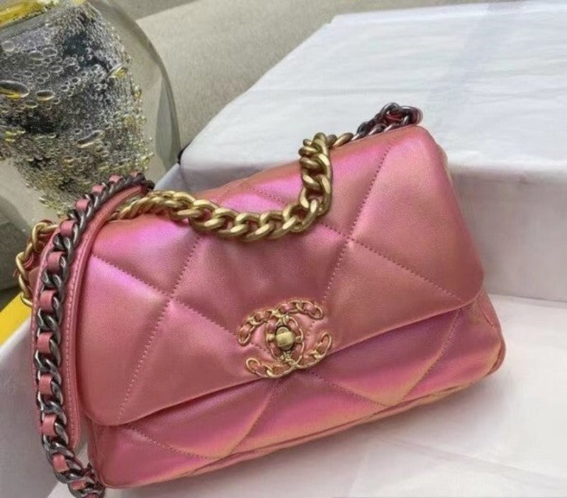 Flap Bag Metallic Sunset Pearl Pink