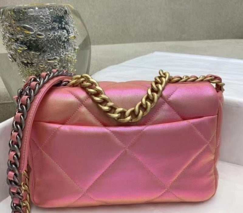 Flap Bag Metallic Sunset Pearl Pink