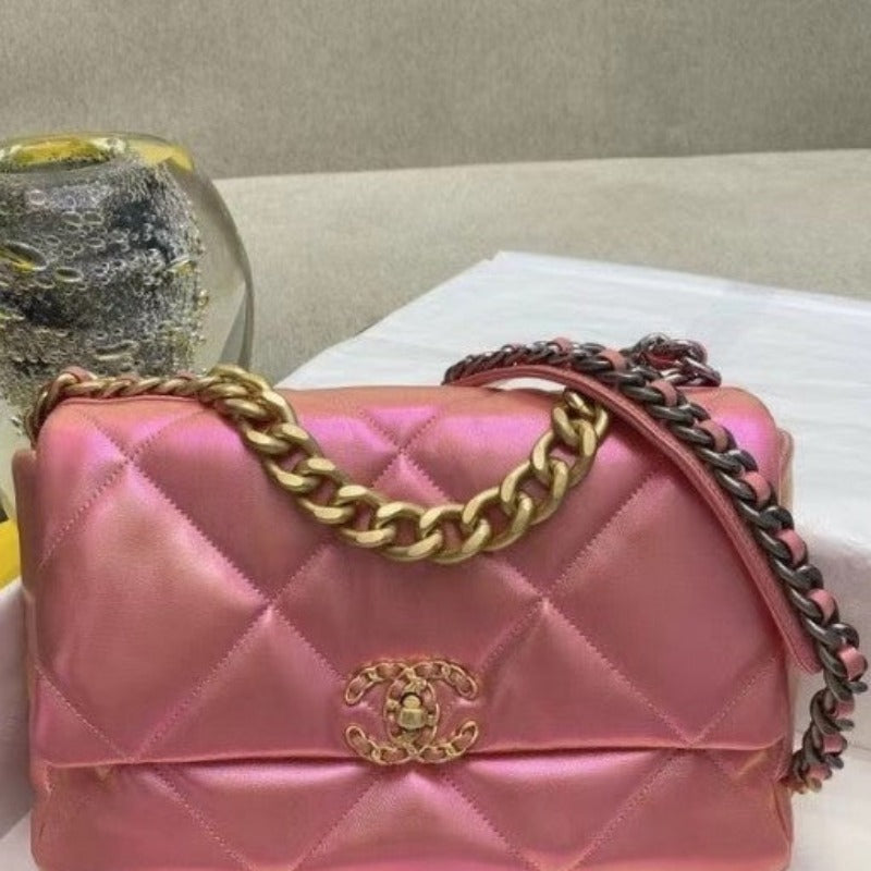 Flap Bag Metallic Sunset Pearl Pink