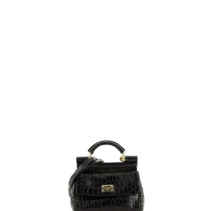 Bolso Kim Sicily de piel de cocodrilo negra