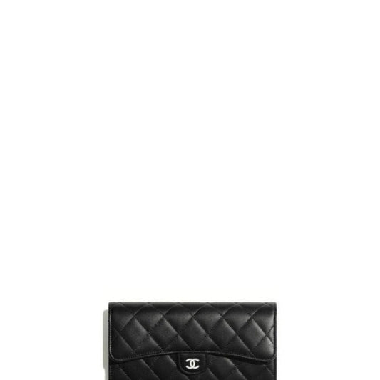 Lambskin Large Wallet Black