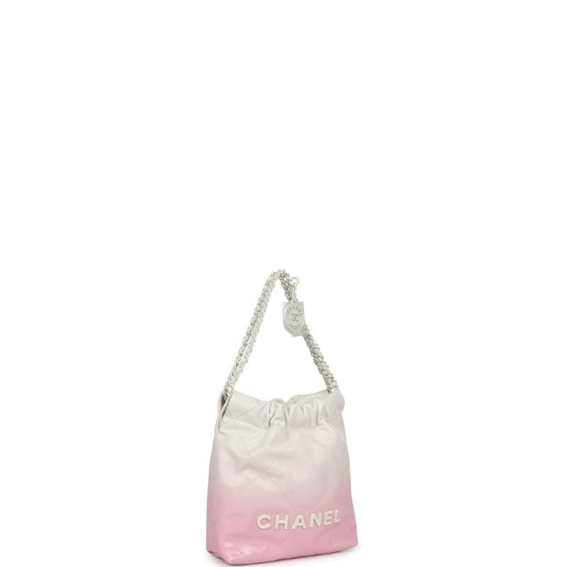 22 Mini Handtasche Weiß und Pink Ombre