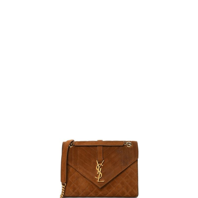 Suede Envelope Chain Bag Brown