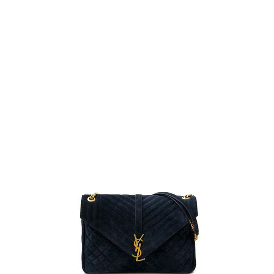 Suede Envelope Chain Bag Black