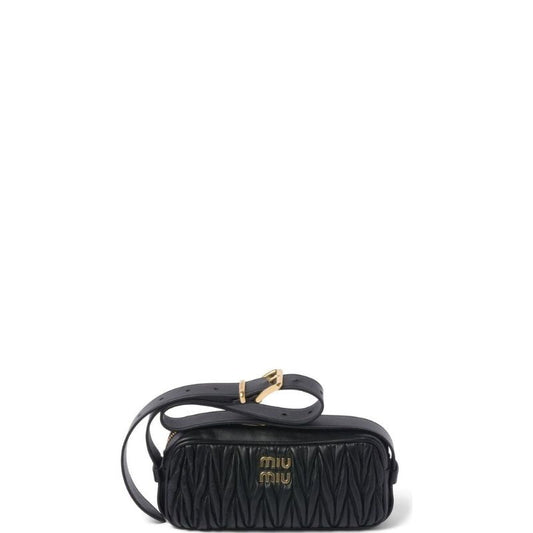 Logo-Lettering Zip-Up Shoulder Bag Black