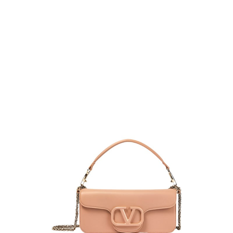 Vlogo Plaque Shoulder Bag Rose Beige