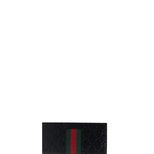 Black Guccissima Leather Web Long Wallet